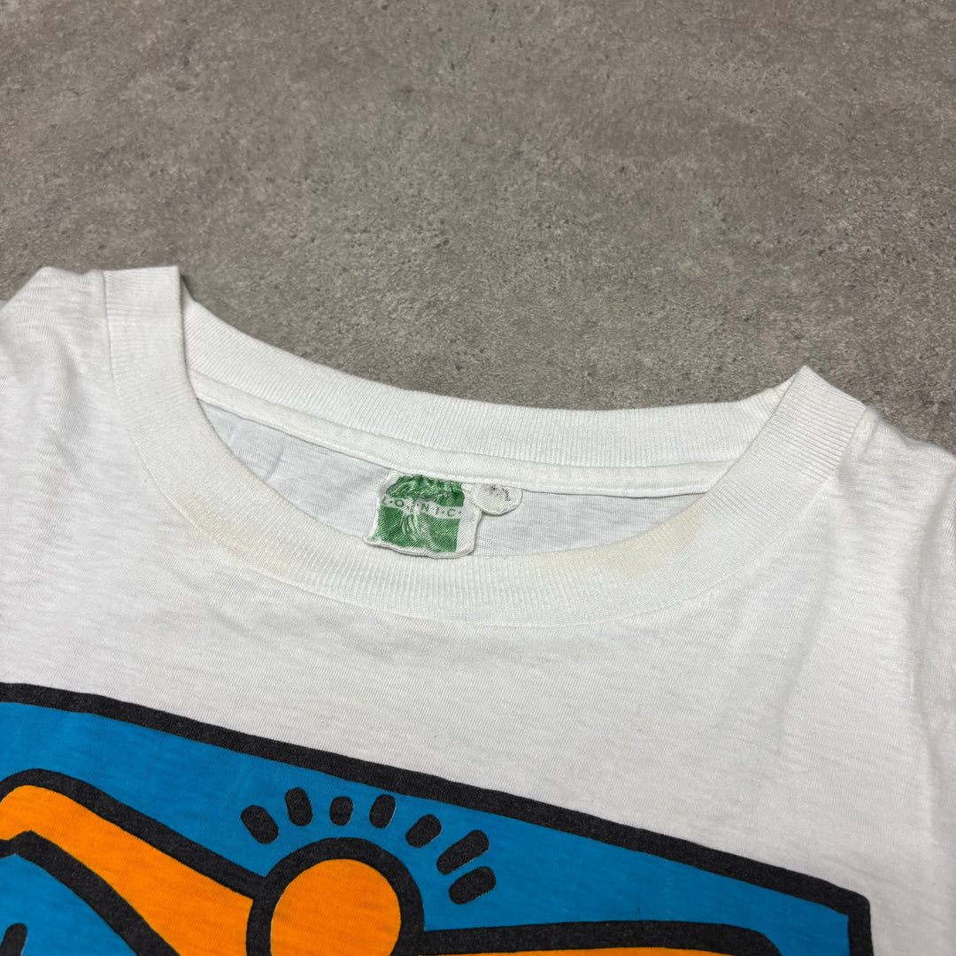 1987 Vintage Kieth Haring x Lucky Strike White Graphic T-Shirt (XL)