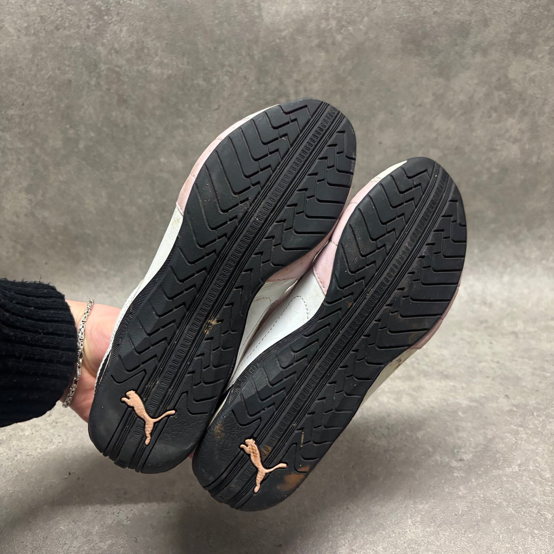 Vintage Puma White & Pink Racing Trainers (UK4)