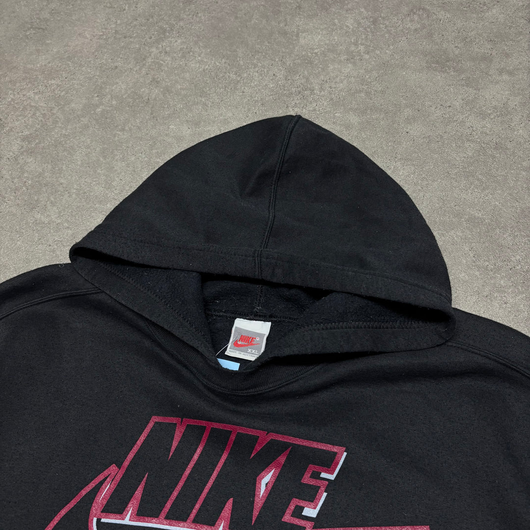 80's Vintage Nike Black Spell Out Pullover Hoodie (XXL)