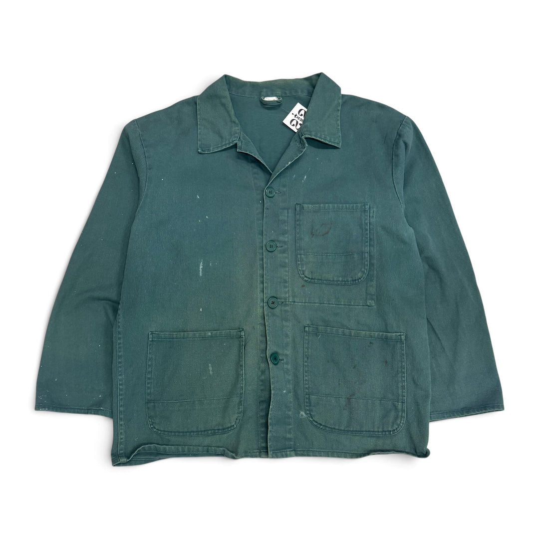 Vintage Distressed Faded Green French Chore Jacket (L)