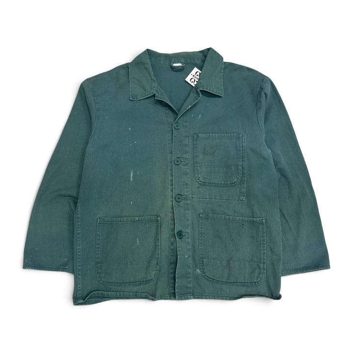 Vintage Distressed Faded Green French Chore Jacket (L)