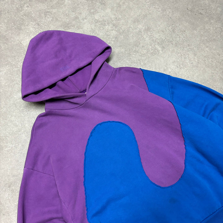 ERL Purple & Blue Boxy Fit Heavy Cotton Pullover Hoodie (S)
