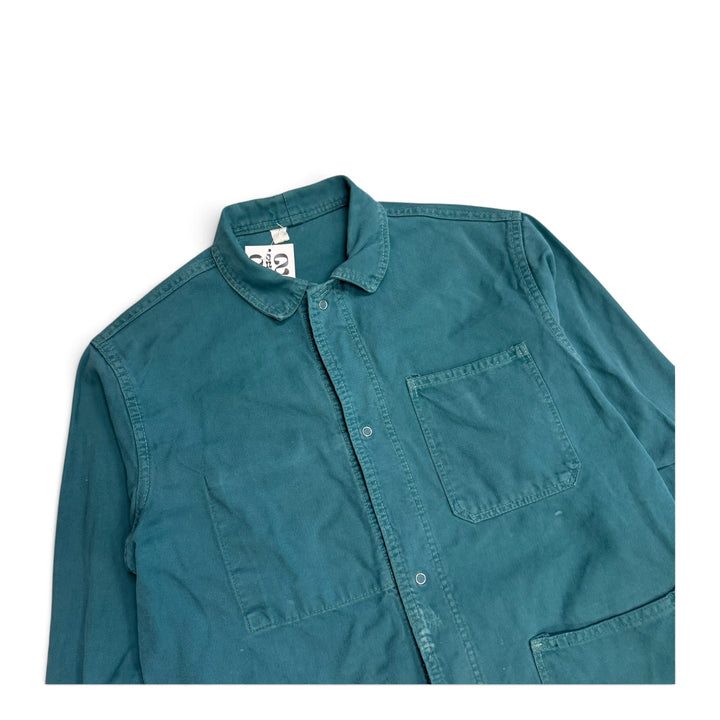 Vintage Distressed Faded Green French Chore Jacket