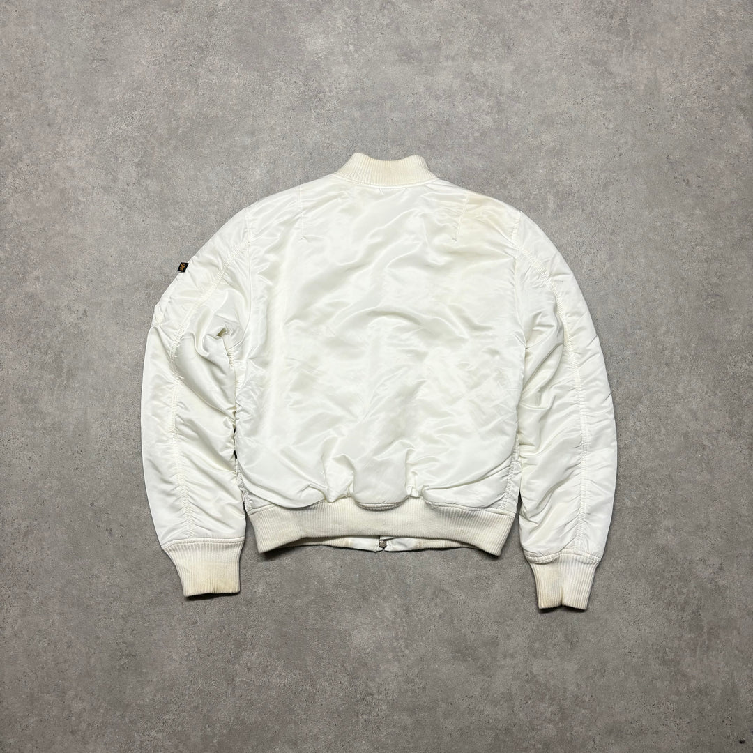 90’s Vintage Alpha Industries White Bomber Jacket (S)