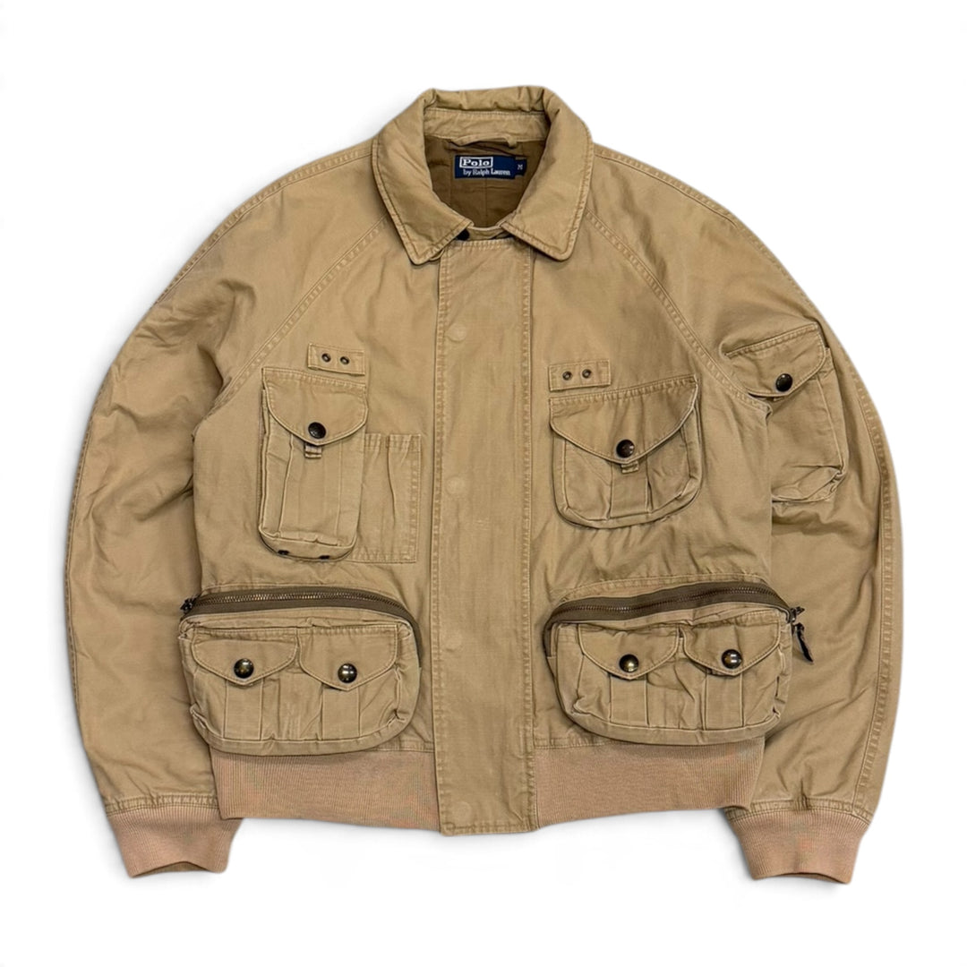 Rare Vintage Polo Ralph Lauren Beige Utility Bomber Jacket (M)