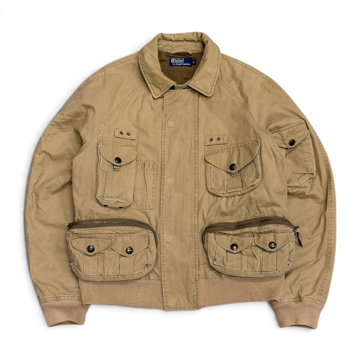 Rare Vintage Polo Ralph Lauren Beige Utility Bomber Jacket (M)