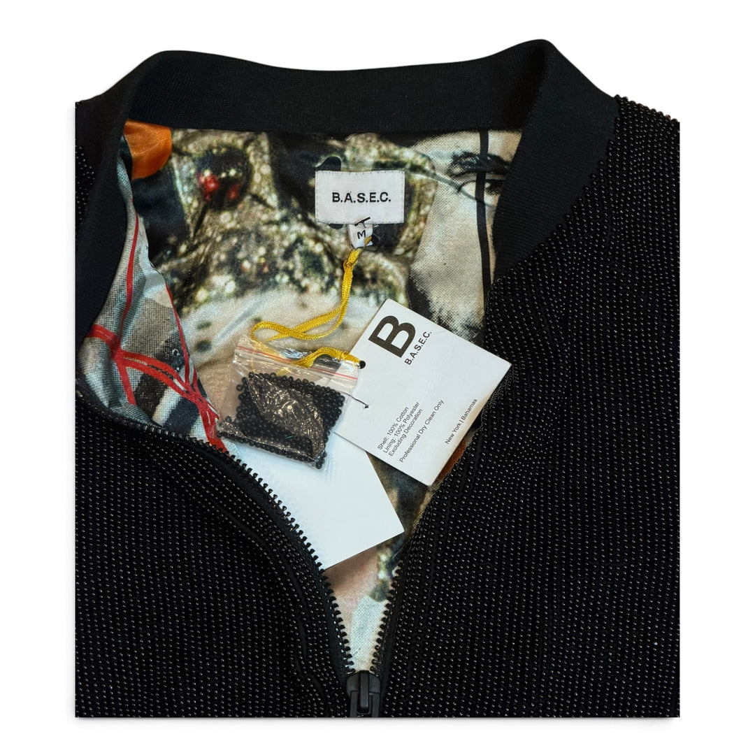 B.A.S.E.C. Heavy Beaded Black Cropped Jacket (M)