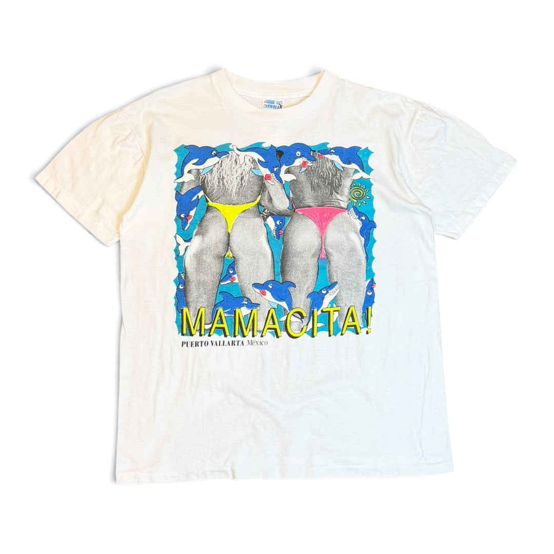 90's Vintage Mamacita White Graphic T-Shirt (M)