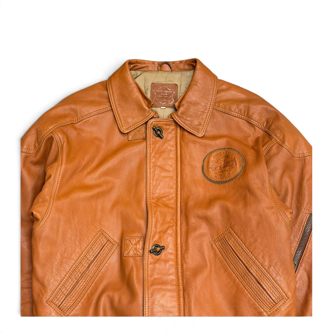Vintage Tan Brown Leather Flight Jacket (M)