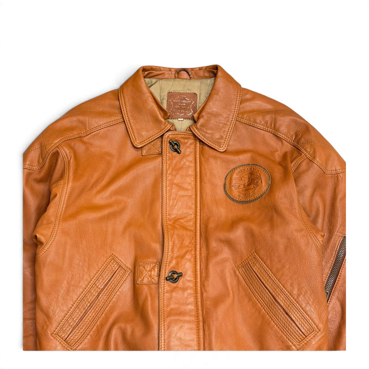 Vintage Tan Brown Leather Flight Jacket (M)