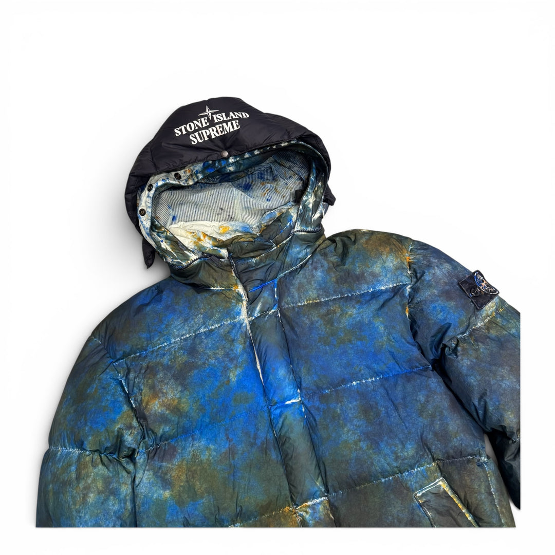 Stone Island X Supreme Paintball Camo Puffer Jacket Blue (S)