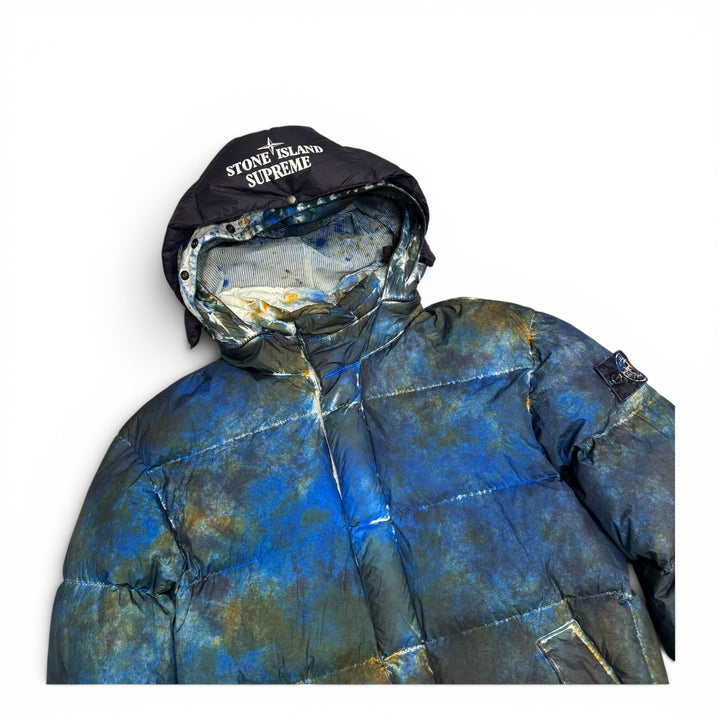 Stone Island X Supreme Paintball Camo Puffer Jacket Blue (S)