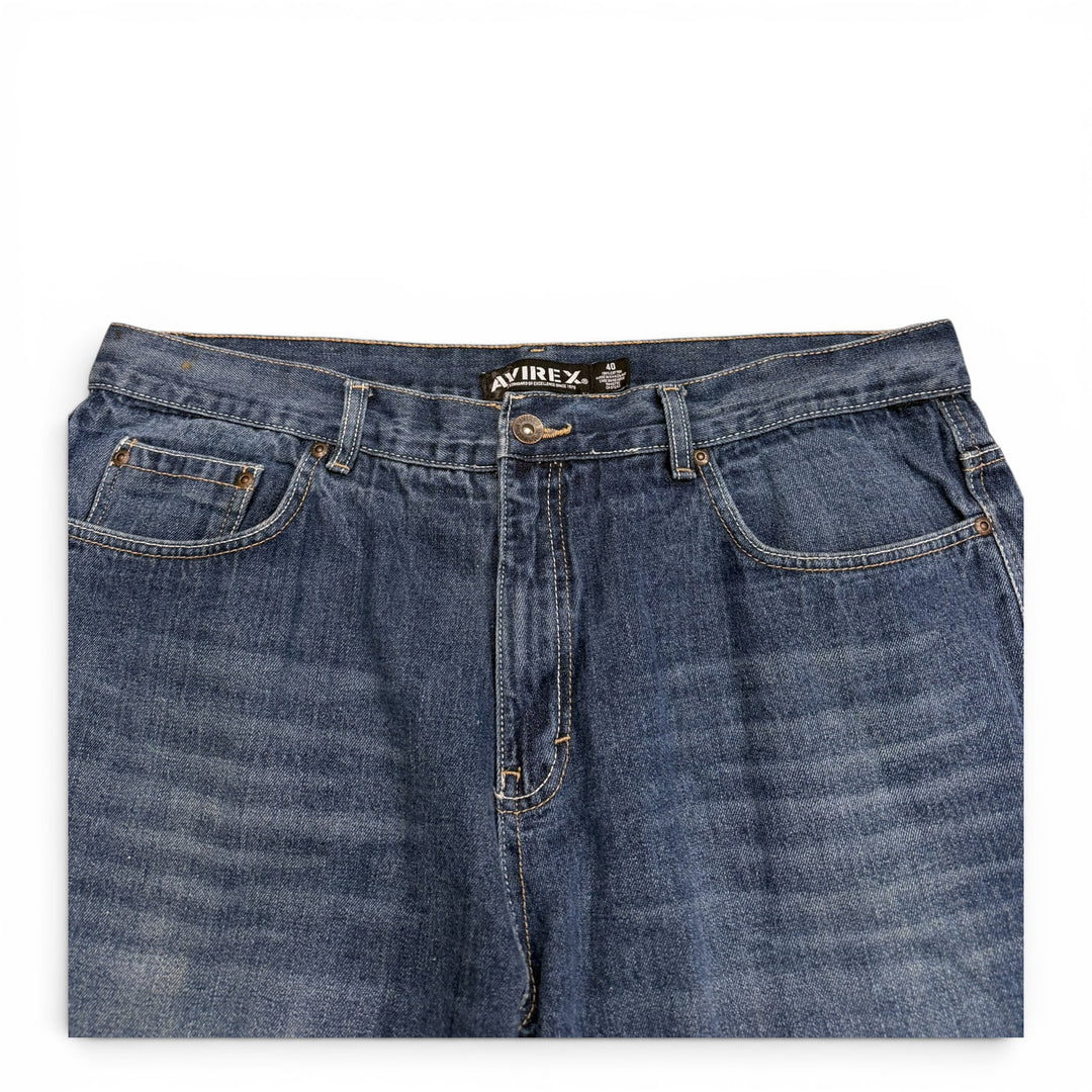 Vintage Avirex 90's Baggy Denim Shorts Blue (40")