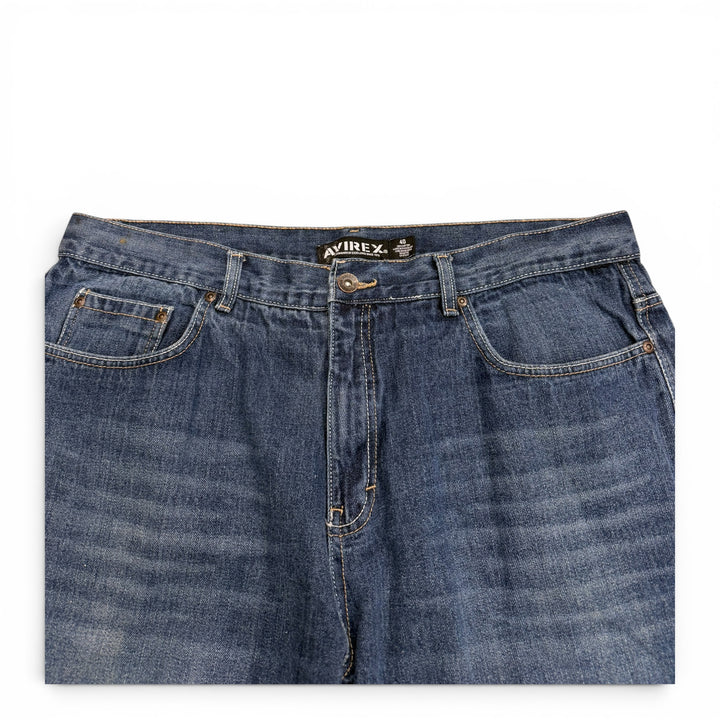 Vintage Avirex 90's Baggy Denim Shorts Blue (40")