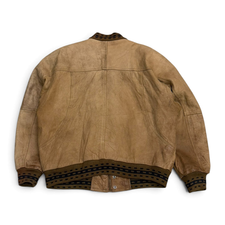 Vintage Suede Leather Jacket Beige (L)