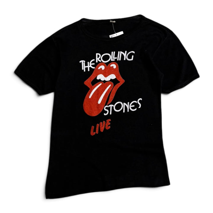 Rare 80's Vintage The Rolling Stones Tour Graphic T shirt Black (S)
