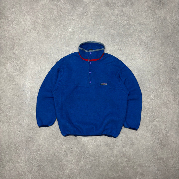 90's Vintage Patagonia Synchilla Blue Snap-T Fleece (M)