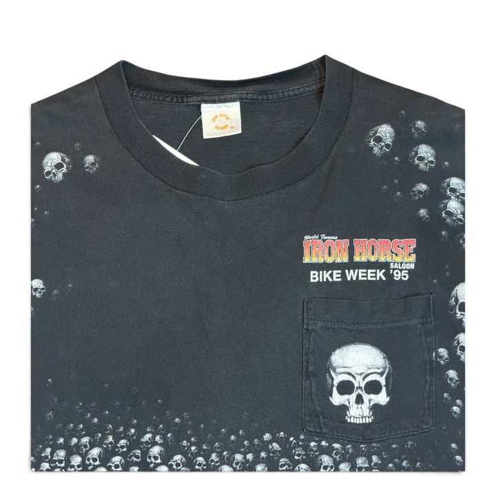 Rare Vintage Iron Horse Saloon 95 Black Biker T-Shirt (XL)