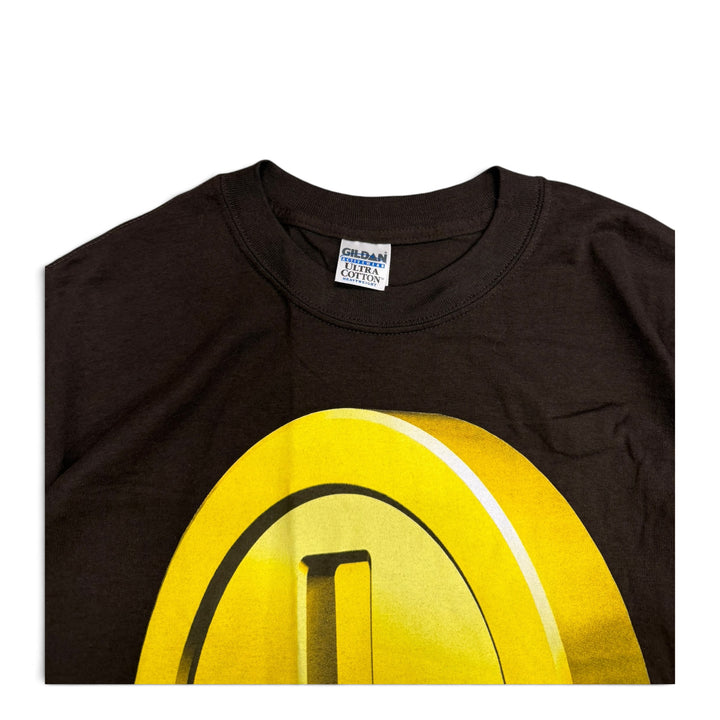 2004 Vintage Mario Coin Brown Graphic T-Shirt (L)