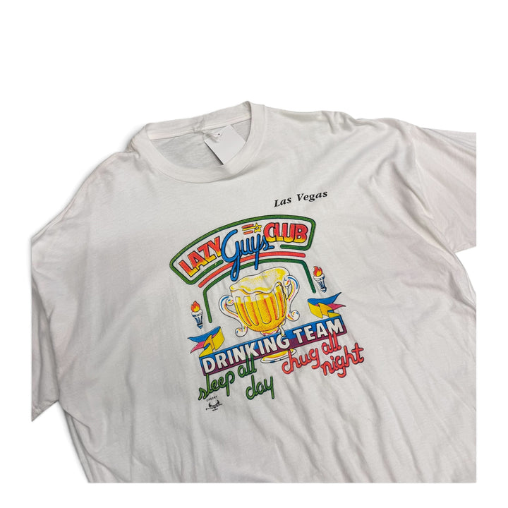 Vintage Lazy Guys Club Graphic T shirt White (XXL)
