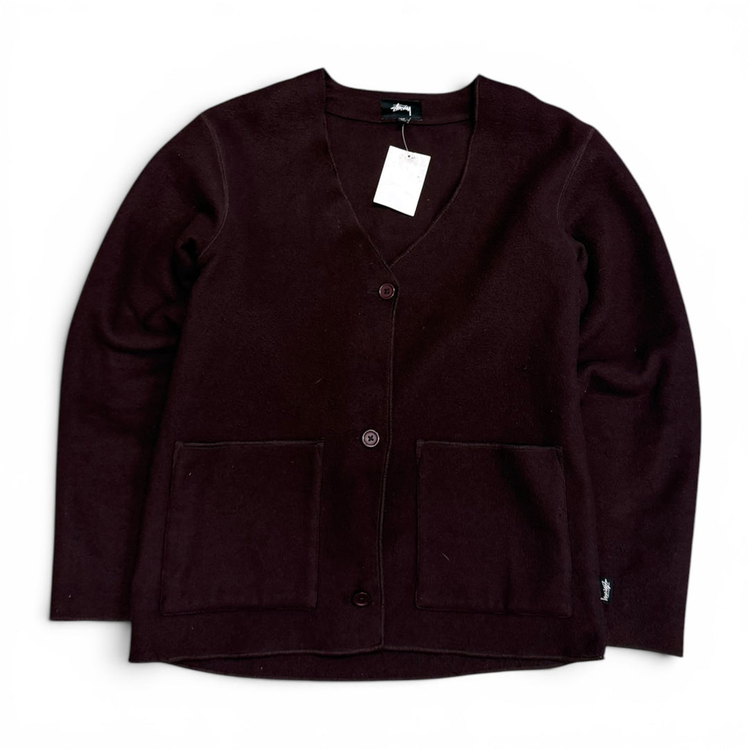 Stussy Wool Button Up Cardigan Burgundy (XS)