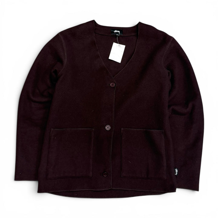 Stussy Wool Button Up Cardigan Burgundy (XS)