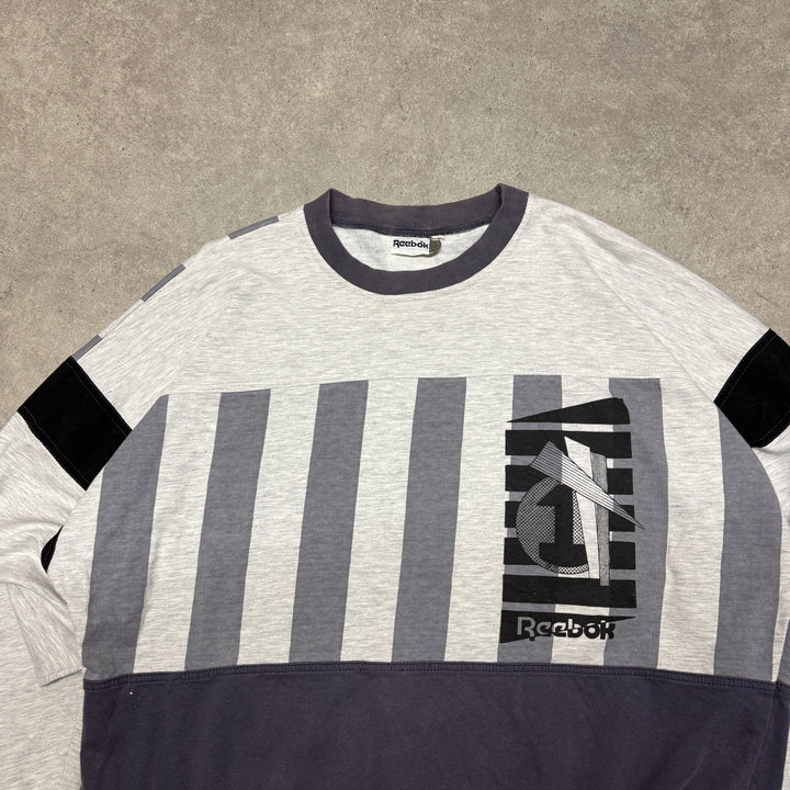 Vintage Reebok Graphic Print Navy & Grey Sweatshirt (XL)