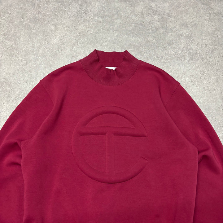 Telfar Dark Red Embossed Mockneck Sweatshirt (M)