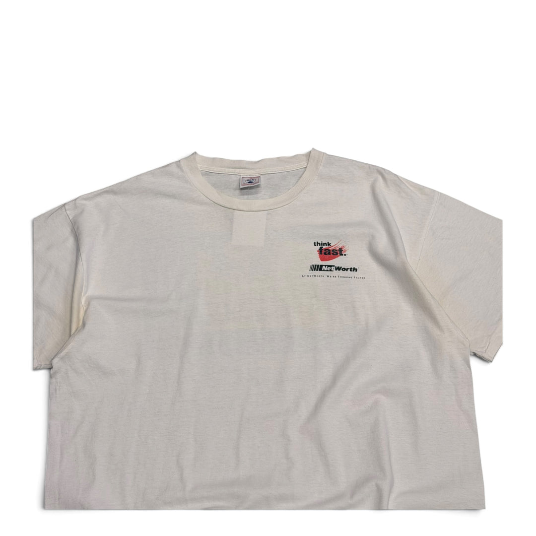 90’s Vintage Networth White Graphic T-Shirt (XL)