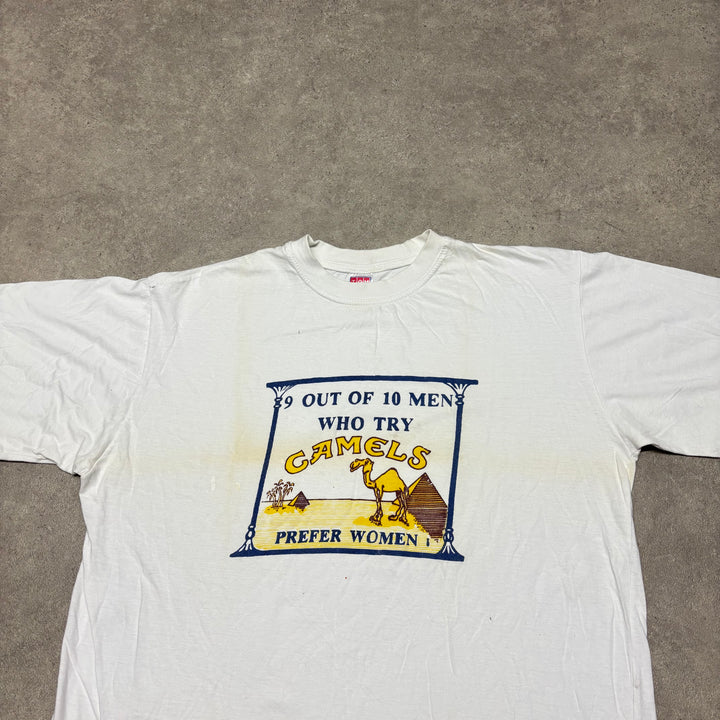 Vintage Camel Cigarettes White Graphic T-Shirt (XL)