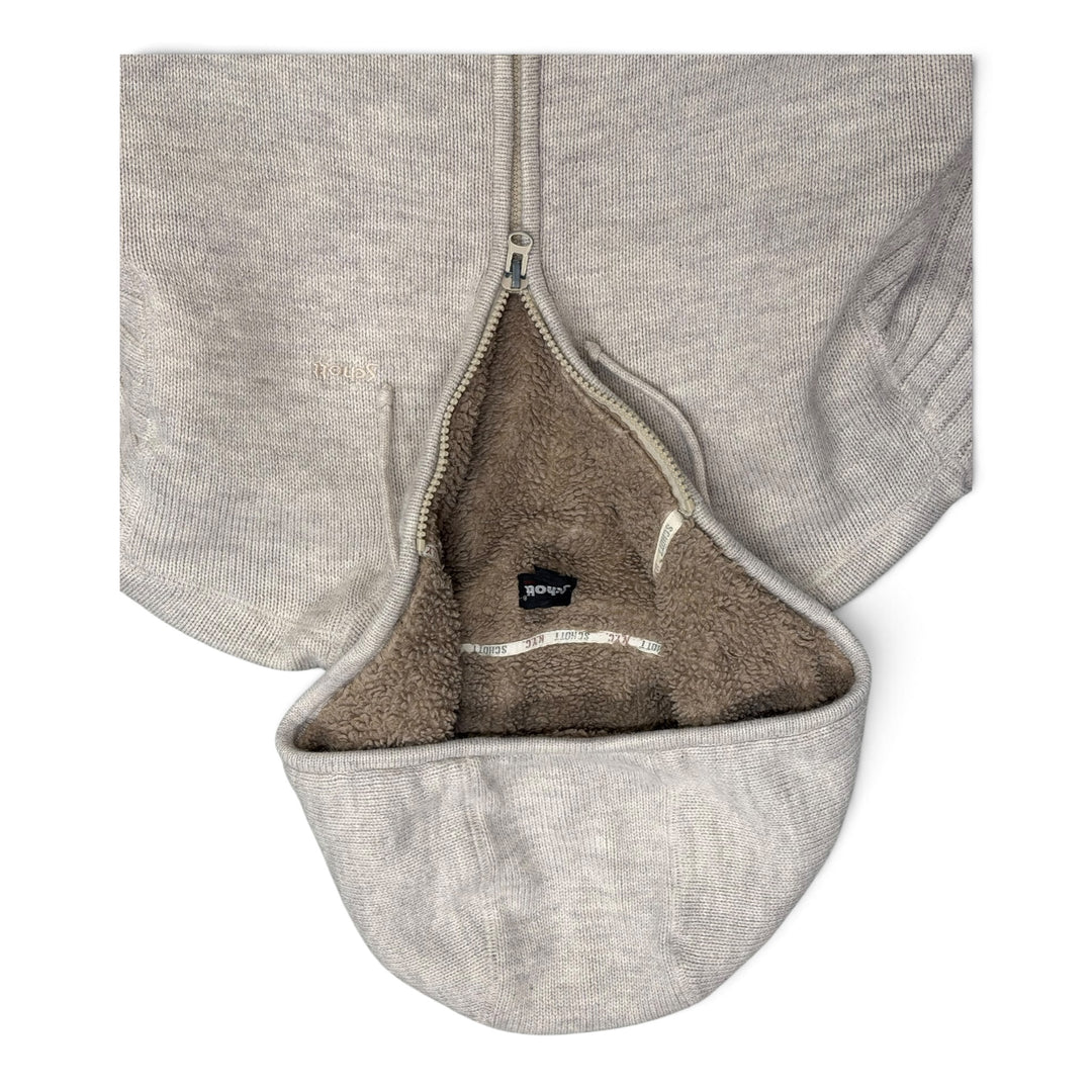 Vintage Schott Fleece Lined Zip Up  Hoodie Beige (XL)