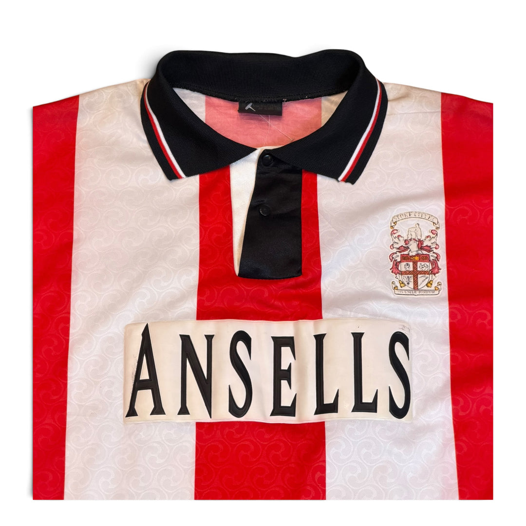 Vintage Stoke City Red & White Stripy Home Football Top (M)