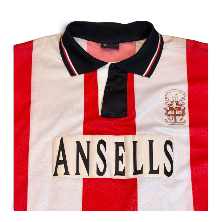 Vintage Stoke City Red & White Stripy Home Football Top (M)