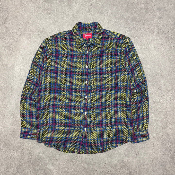 Supreme Basket Weave Plaid Shirt Yellow (S)