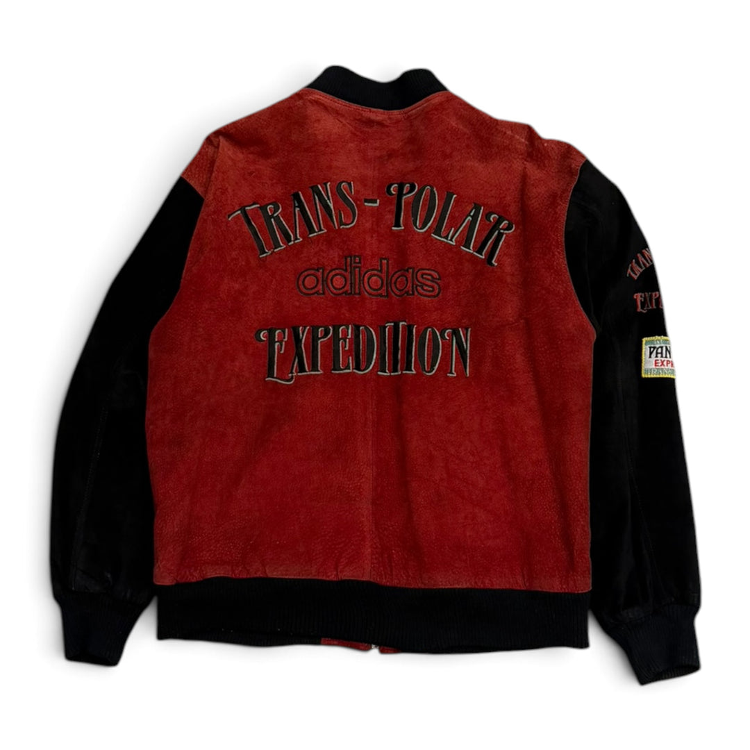 Vintage Rare Adidas Trans - Polar Leather Jacket Red and Black (M)