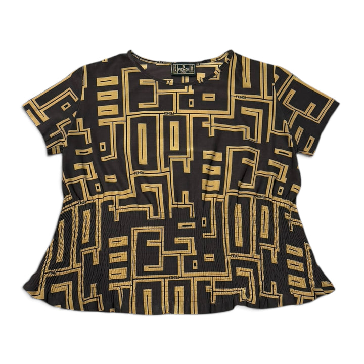 Vintage Fendi Brown Monogram Women's Top (L)
