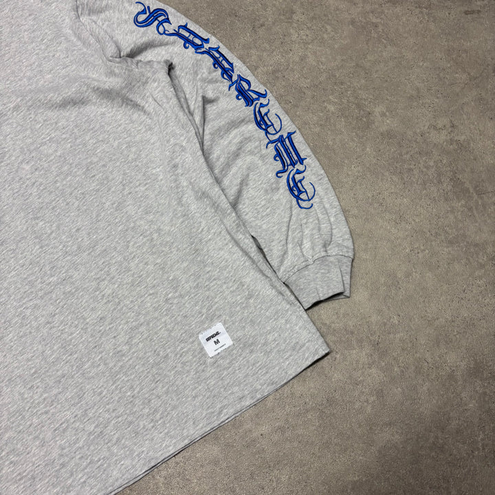 Supreme Script Writing Grey Longsleeve T-Shirt (M)