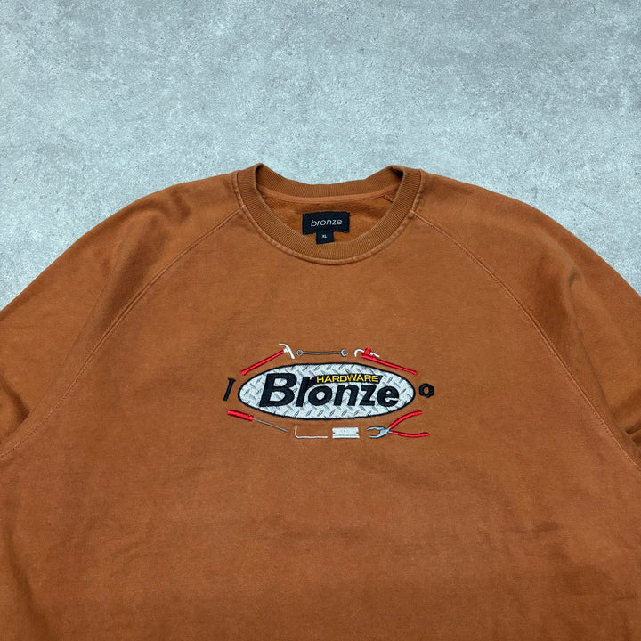 Hardware Bronze Brown Embroidered Logo Sweatshirt (XL)