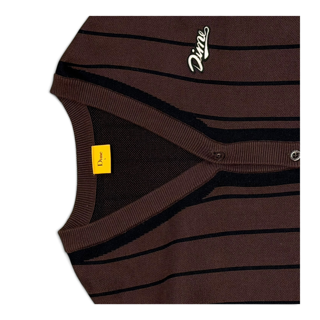 Dime Brown striped Heavyknit Cardigan (L)