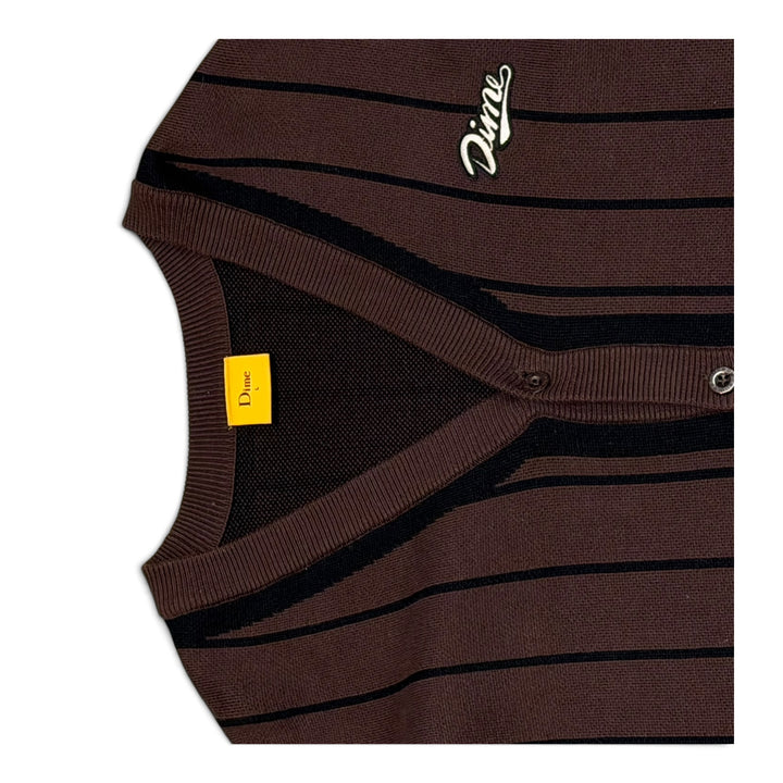 Dime Brown striped Heavyknit Cardigan (L)