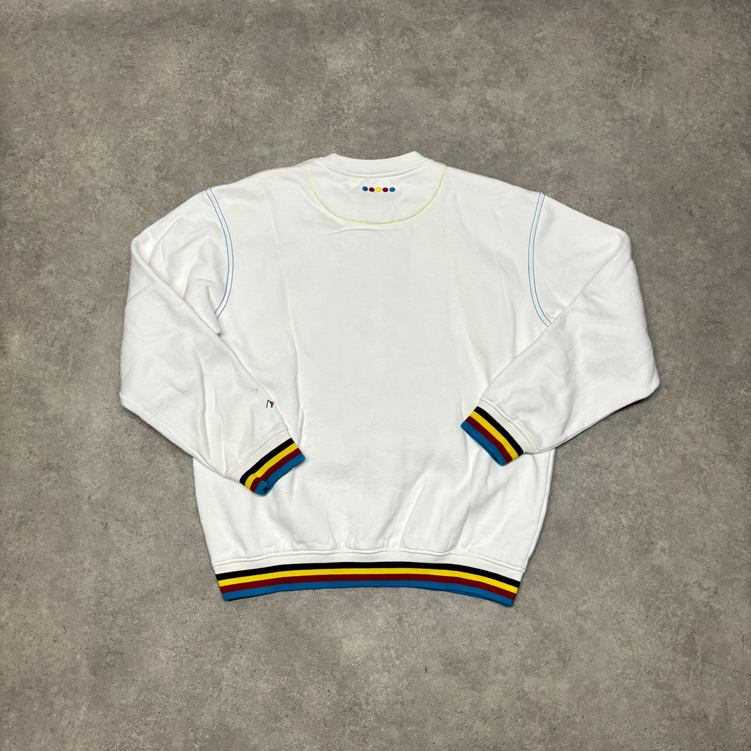 Vintage Coogi White Heavy Embroidered Sweatshirt (XL)