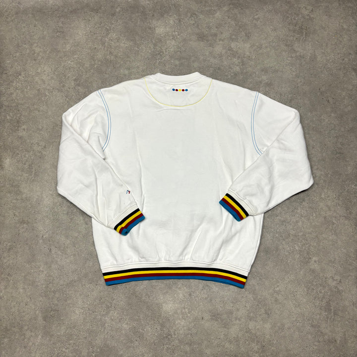 Vintage Coogi White Heavy Embroidered Sweatshirt (XL)