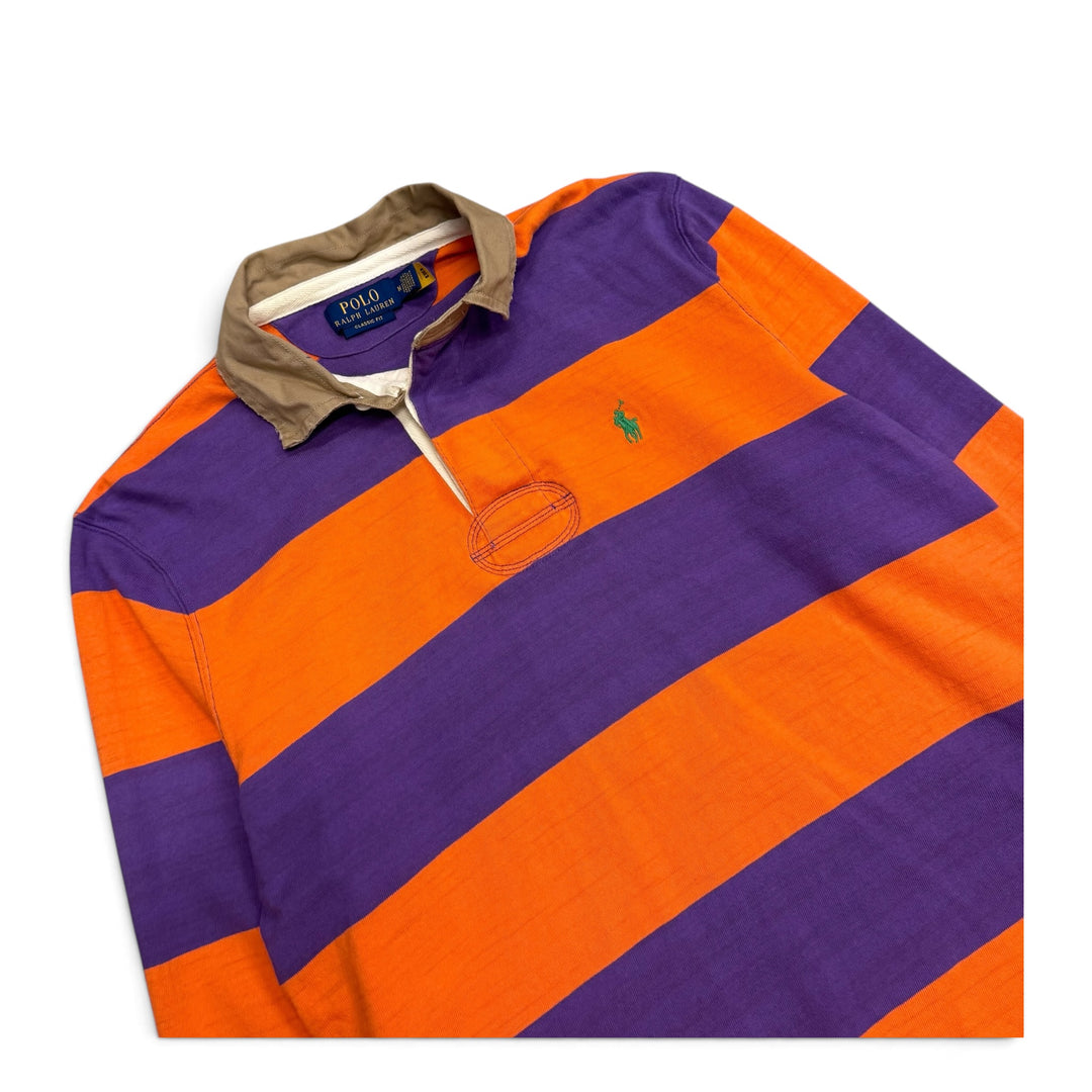 Polo Ralph Lauren Purple & Orange Rugby Polo Shirt (M)