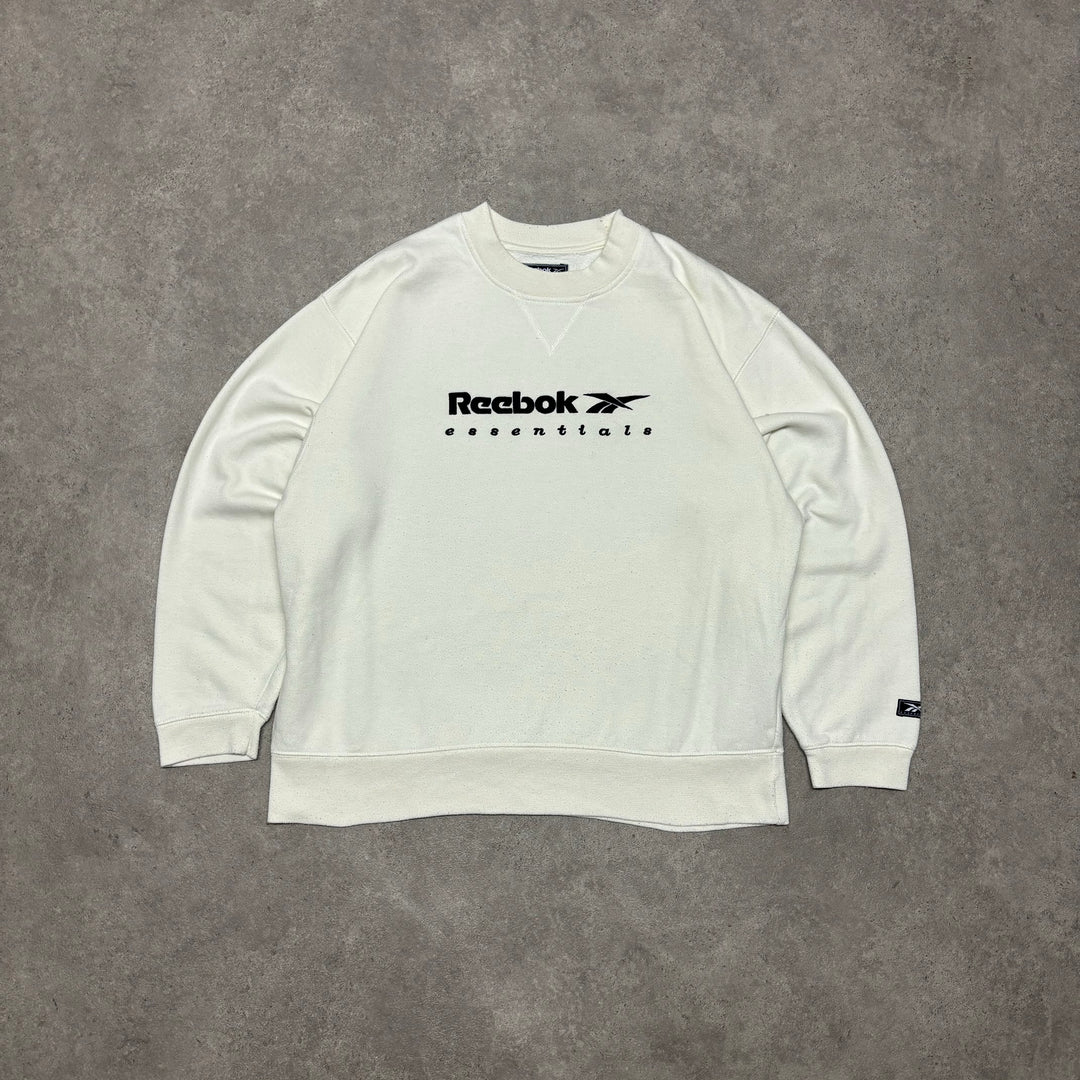 00's Vintage Reebok White Spell Out Sweatshirt (S)