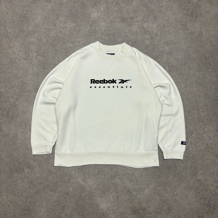 00's Vintage Reebok White Spell Out Sweatshirt (S)