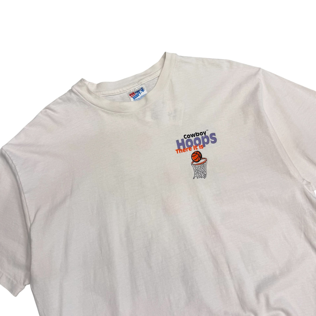Vintage Cowboy Hoops Graphic T shirt White (XL)