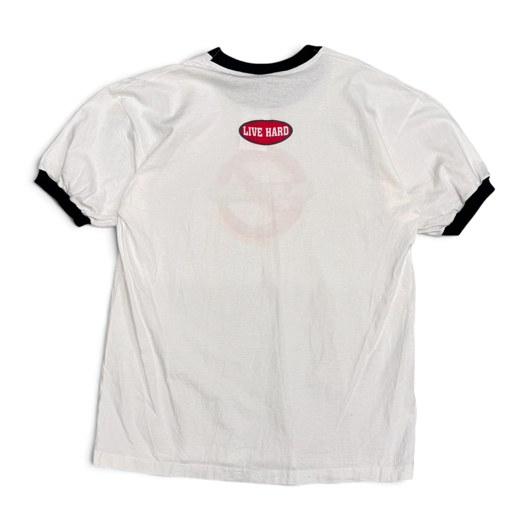 Vintage Live Hard Slackers White Graphic Ringer T-Shirt (XL)