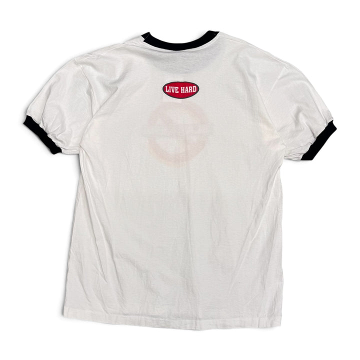 Vintage Live Hard Slackers White Graphic Ringer T-Shirt (XL)