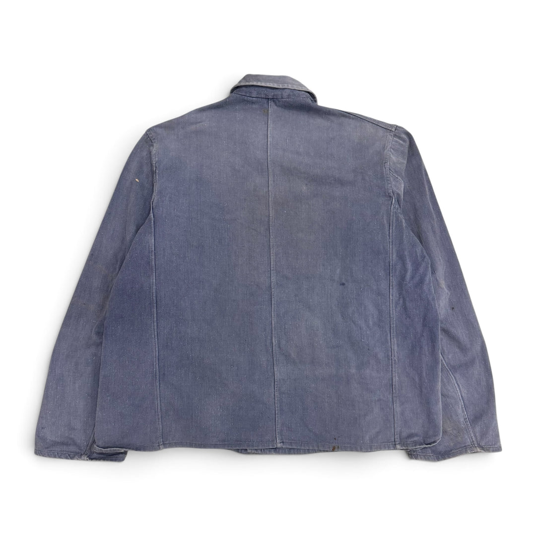 Vintage Distressed Faded Blue French Chore Jacket (M)