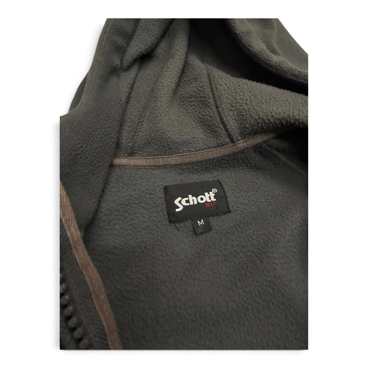 Vintage Schott Full Zip Up Fleece Hoodie Grey (M)